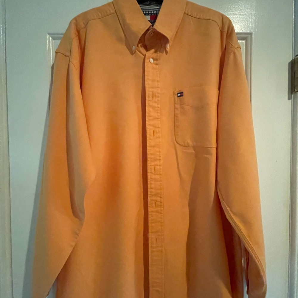 Tommy Hilfiger Men's Orange Button-Down Oxford Shirt